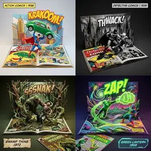 3D Diorama of Comic Book Covers and Toys