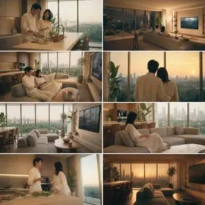 8-Panel Luxury Apartment Couple Collage