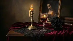 Dark Romantic Tabletop Composition Prompt