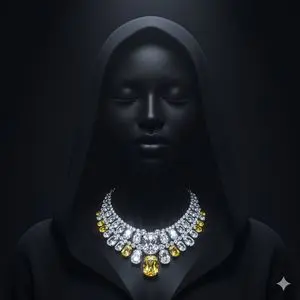 Dramatic Low-Key Portrait with Glowing Gemstones