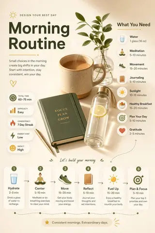 Ultra-clean modern editorial infographic on the topic of [ROUTINE]