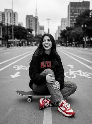 Cinematic Black, White, and Red Street Photography Portrait