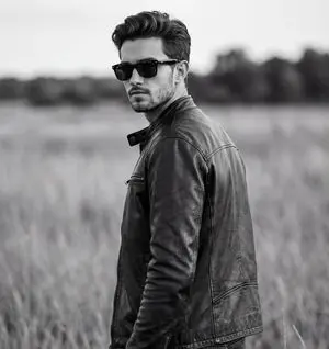 Cinematic Black and White Biker Portrait