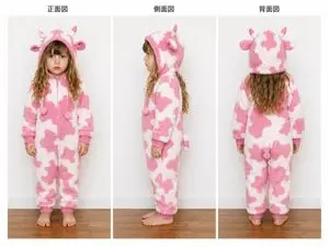 Child Cow Onesie Three-View Sheet