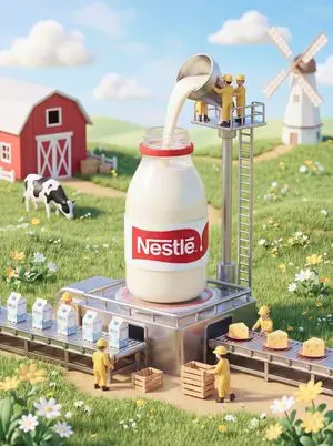 Whimsical 3D Miniature Dairy Advertising Illustration
