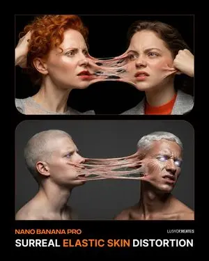 Surreal Elastic Skin Distortion Portrait