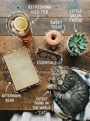 Cozy Tabletop Flat Lay with Doodles