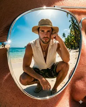 Tropical Beach Reflection in Sunglasses