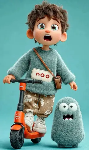 3D Pixar-style animated child character, cute young boy with