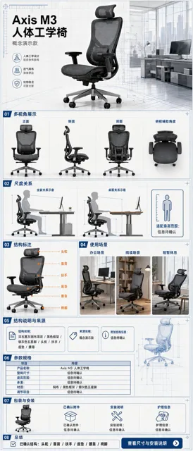 Infographic / Edu Visual - Ergonomic Office Chair E-commerce Mobile Detail Page