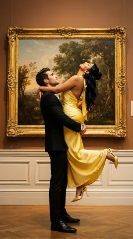 Cinematic Fashion/editorial Still Standing, Lifting the Woman At Her Waist/thigh, Stable Posture,