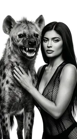 Black and White Panther and Woman Editorial Portrait