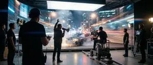 Cinematic Studio Shot of a Soccer Commercial Set