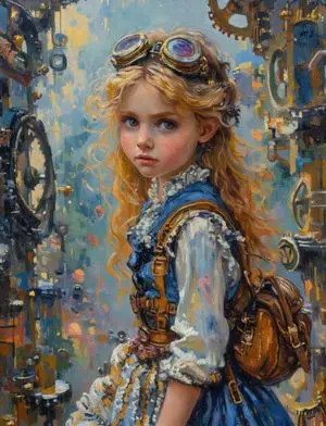 Painterly Steampunk Girl Portrait