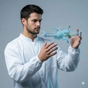 Man Holding Holographic Drone Prompt