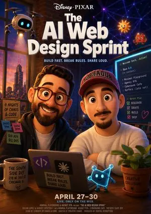 Pixar-Style AI Web Design Sprint Poster