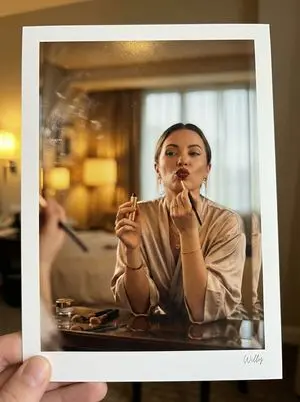 Glamorous Makeup Mirror Reflection Editorial Shot Prompt