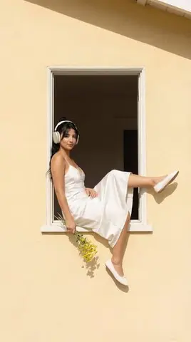 Fashion Editorial: Girl in Yellow House Window