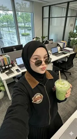Modern Office Hijab Selfie