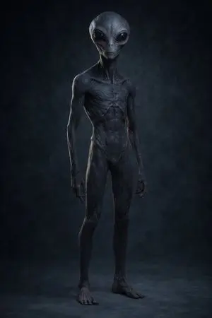 Uncanny Full-Body Alien Portrait