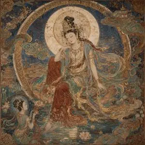 Dunhuang Mural Water Moon Guanyin