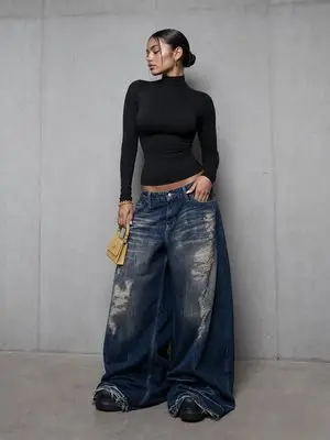 Editorial Portrait in Extreme Baggy Jeans