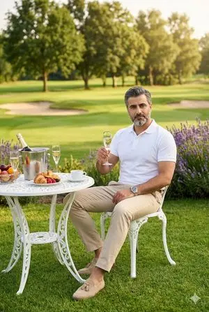 Luxury Outdoor Breakfast Scene on a Golf Course