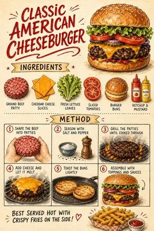 Vintage Cheeseburger Recipe Poster