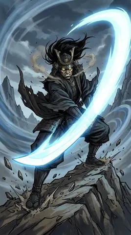 Samurai Swordsman Dynamic Battle Scene Prompt