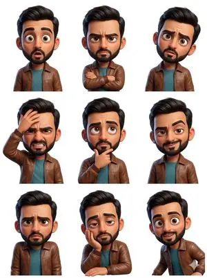 Pixar Sticker Set 3x3 Grid of Emotions