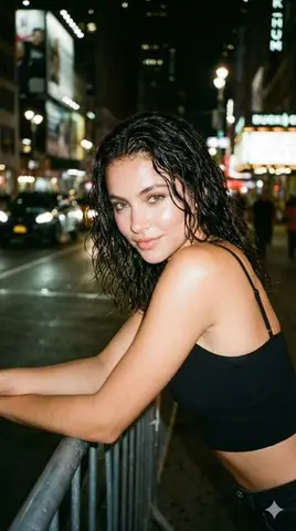Ultra-Detailed Night City Portrait with Flash Photography Style