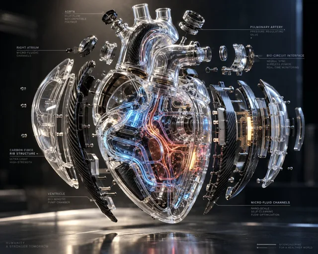 Infographic / Edu Visual - Exploded Transparent Artificial Heart
