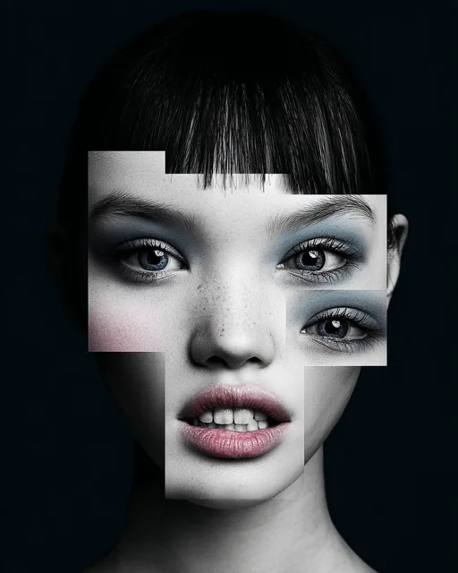 Black and White Fragmented Photo Collage