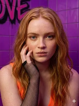 Neon Orange Fashion Portrait of Sadie Sink