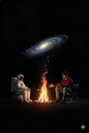 Surreal Campfire in Cosmic Void