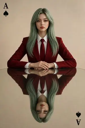 Symmetrical Playing Card Mirror Portrait