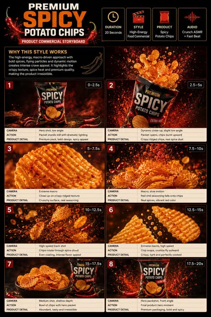 Spicy Potato Chip Commercial Storyboard