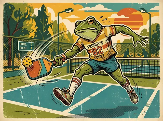 Vintage Retro Pickleball Frog Illustration