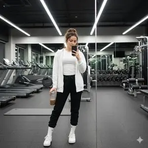 Gym Mirror Selfie with Identity Lock Prompt