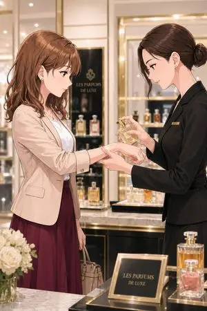 Luxury Perfume Counter Office Lady Scene