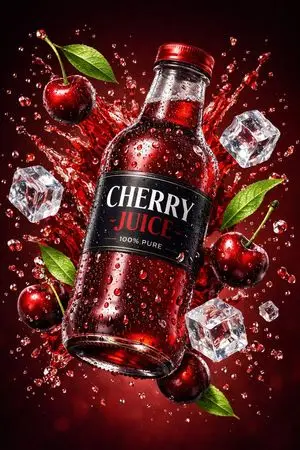 3D Commercial Shot of Cherry Juice Bottle