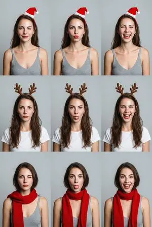 9-Grid Minimalist Christmas Portrait Prompt