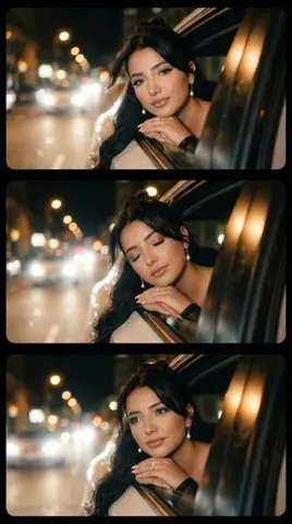 Cinematic Night Drive Filmstrip Prompt