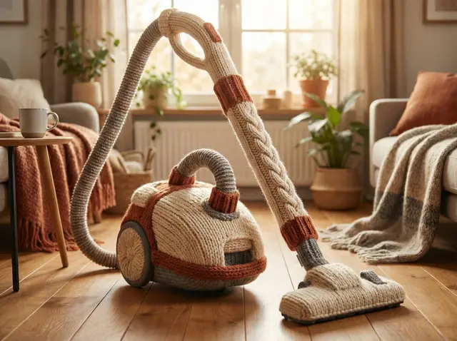 An [OBJECT] rendered as if entirely hand-knitted from chunky
