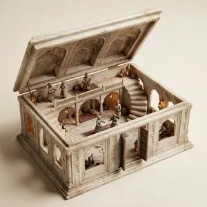 Ornate Box Diorama Master Prompt (Mughal Hall Interior)