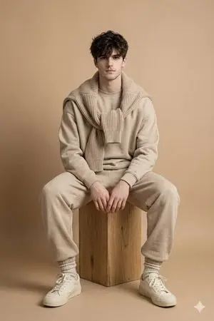 Minimalist Studio Fashion Photo of Young Man