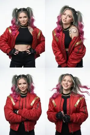2x2 Grid of Cyber-Punk Portrait Shots
