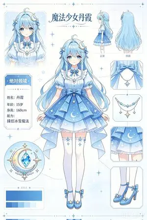 Blue Magical Girl Reference Sheet