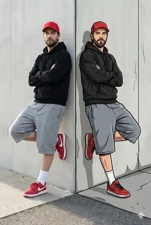 Split-Reality Street Art Portrait with Identity Lock
