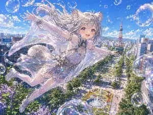 Iridescent Squirrel Girl Above Sapporo
